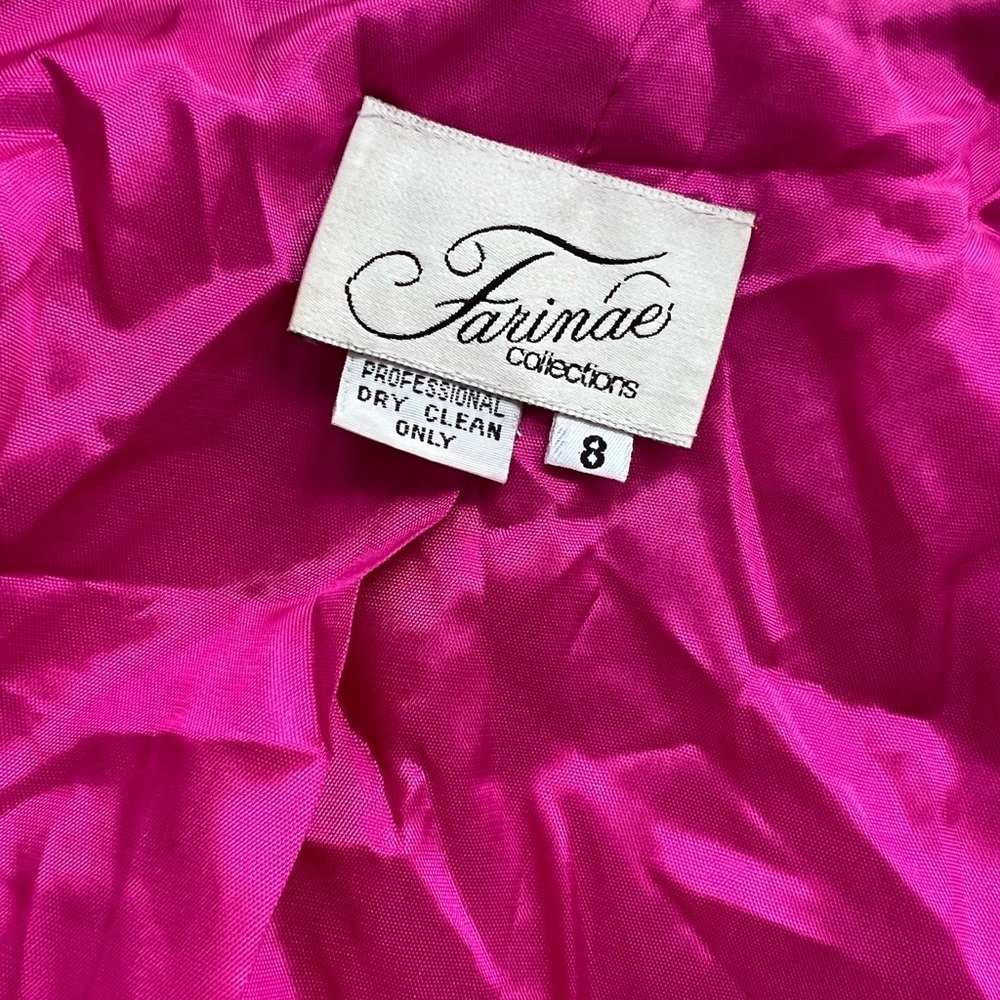 Farinae Collections Vintage Fuchsia and Gold Embroidered Jacket Size 8​​ - Picture 7 of 8